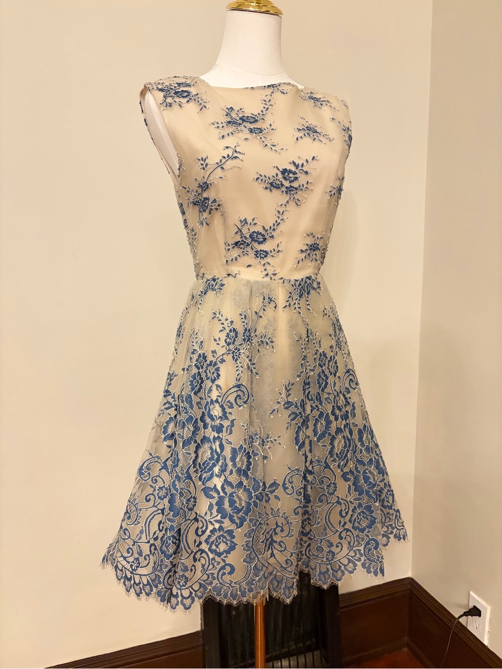 Alice + Olivia Fila Embroidered Tulle Flare Dress